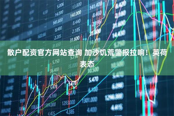 散户配资官方网站查询 加沙饥荒警报拉响！英荷表态
